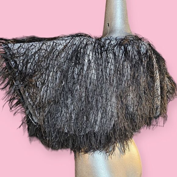 Steve Madden NWT Faux-Feather Black Metallic Shrug - Picture 7 of 9
